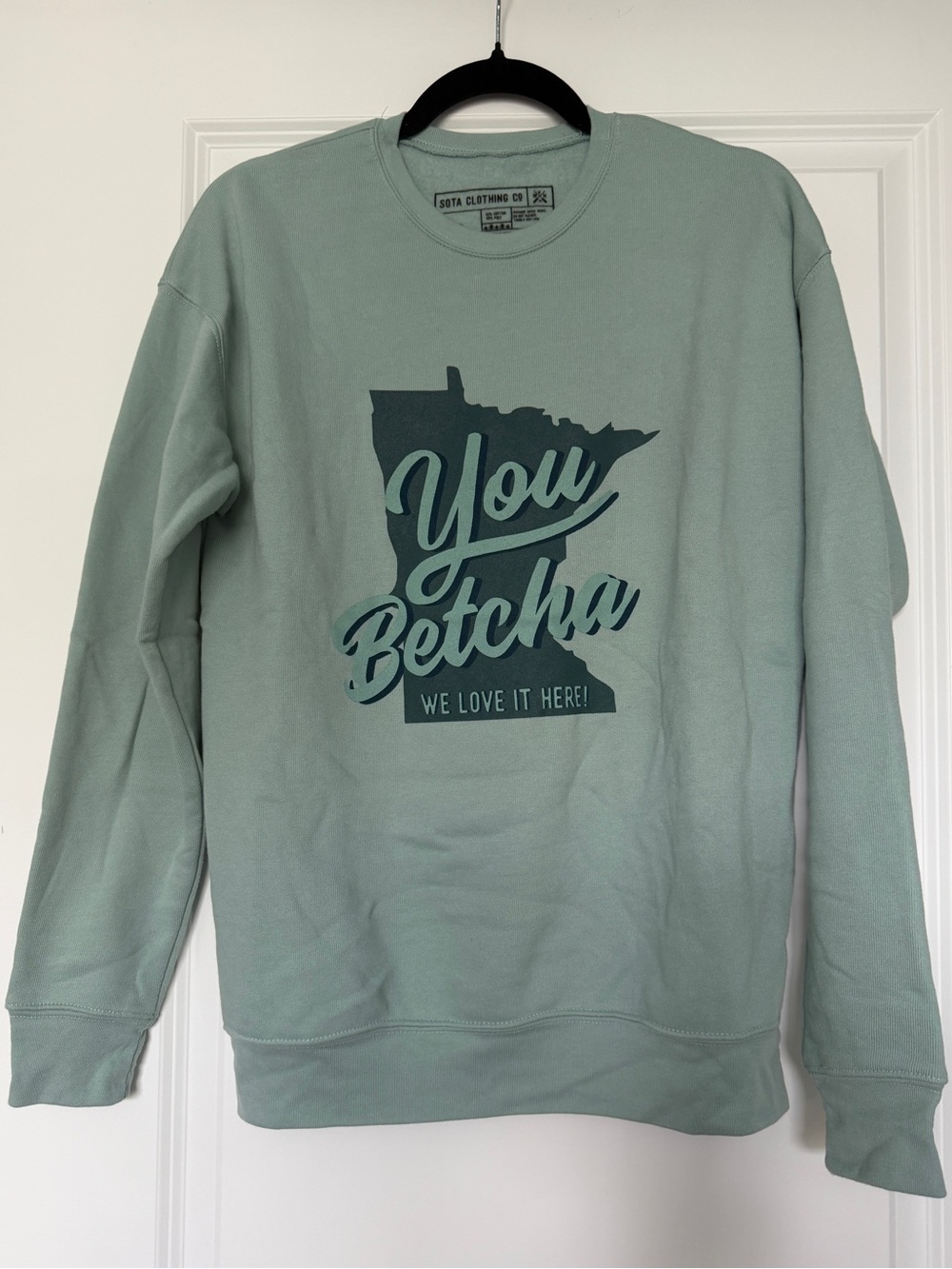 Sota Clothing Sage Green 'You Betcha' Crewneck Sweatshirt